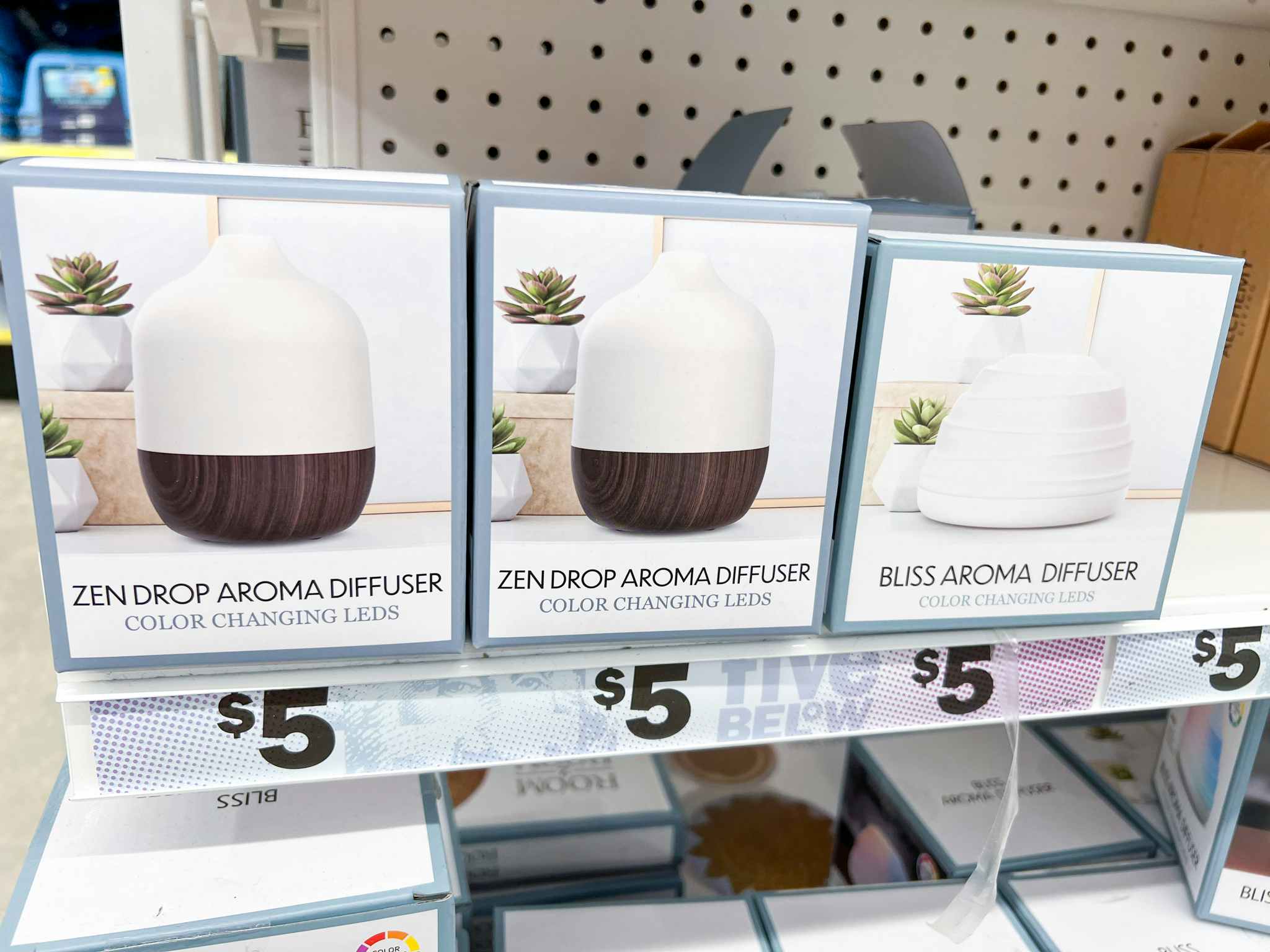 Zen drop aroma diffusers on a shelf at Five Below