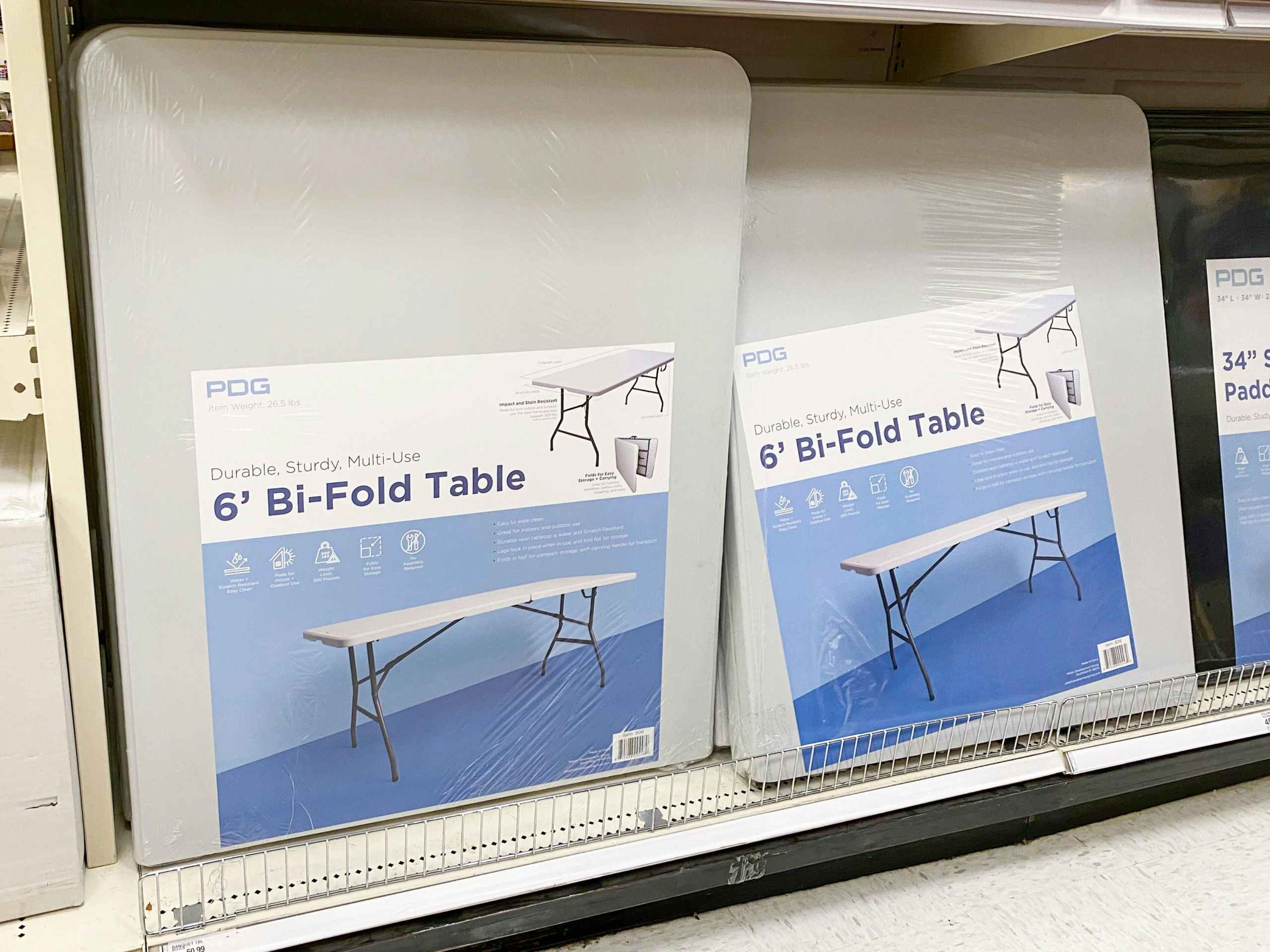 plastic dev group 6 foot folding banquet tables on a target shelf