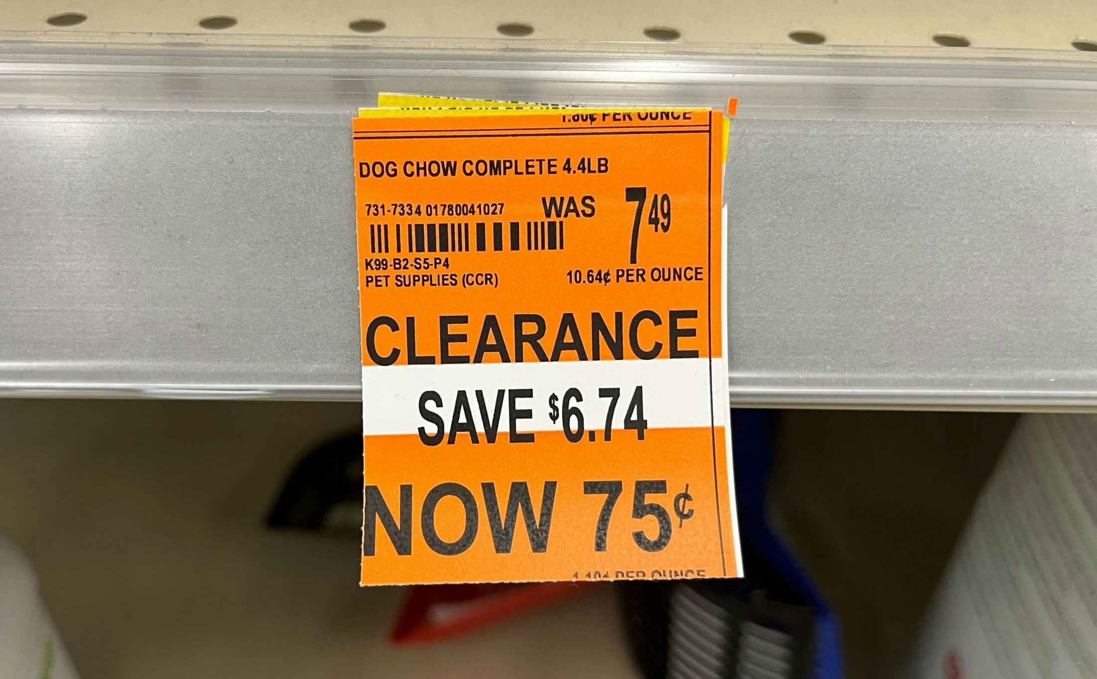 clearance tag for dog chow food