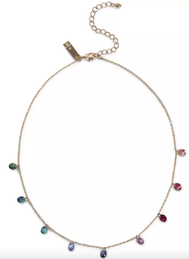 a necklace with various colored stones spaced out