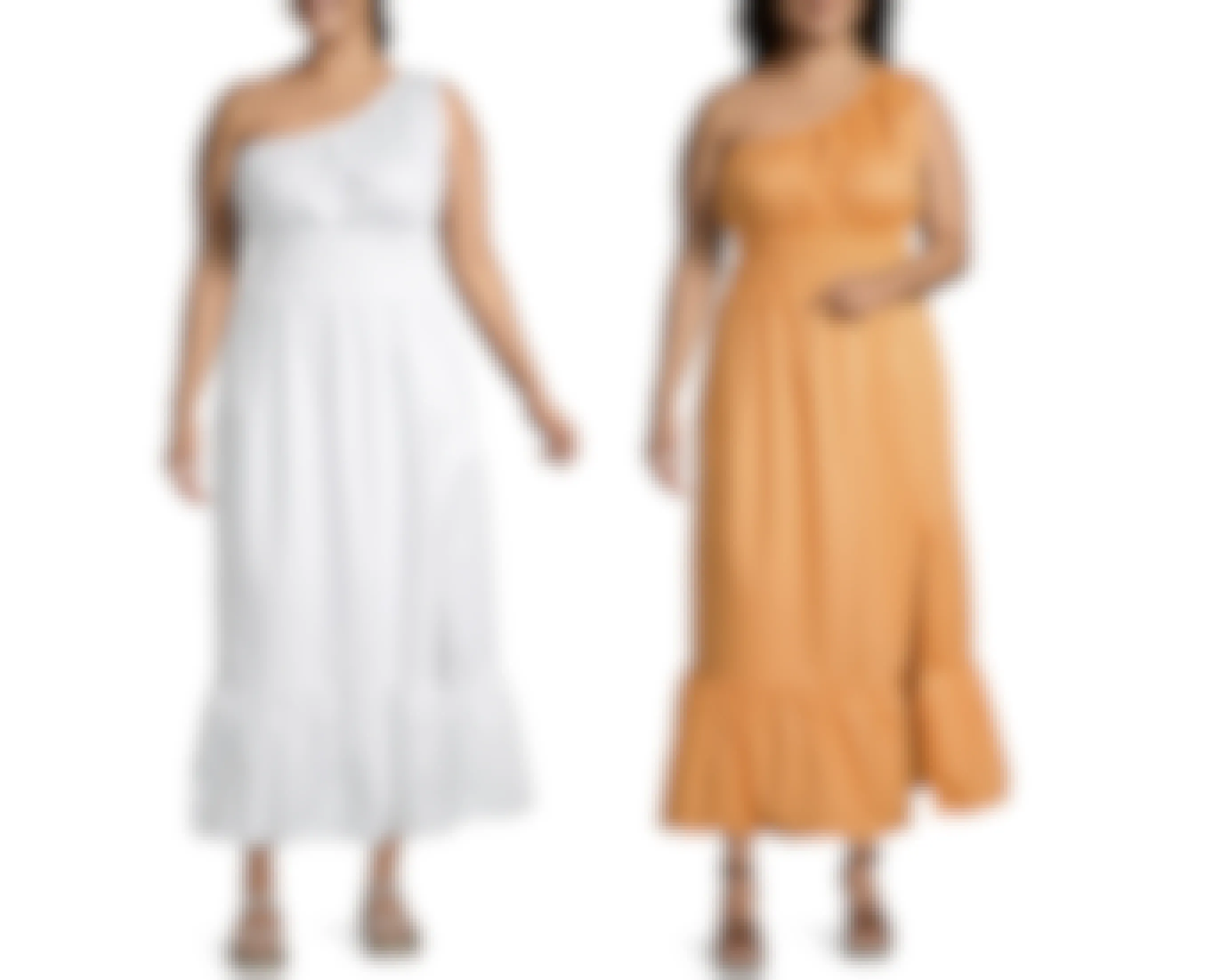 A JCPenney model wearing an a.n.a Plus Sleeveless Maxi Dress on a white background.