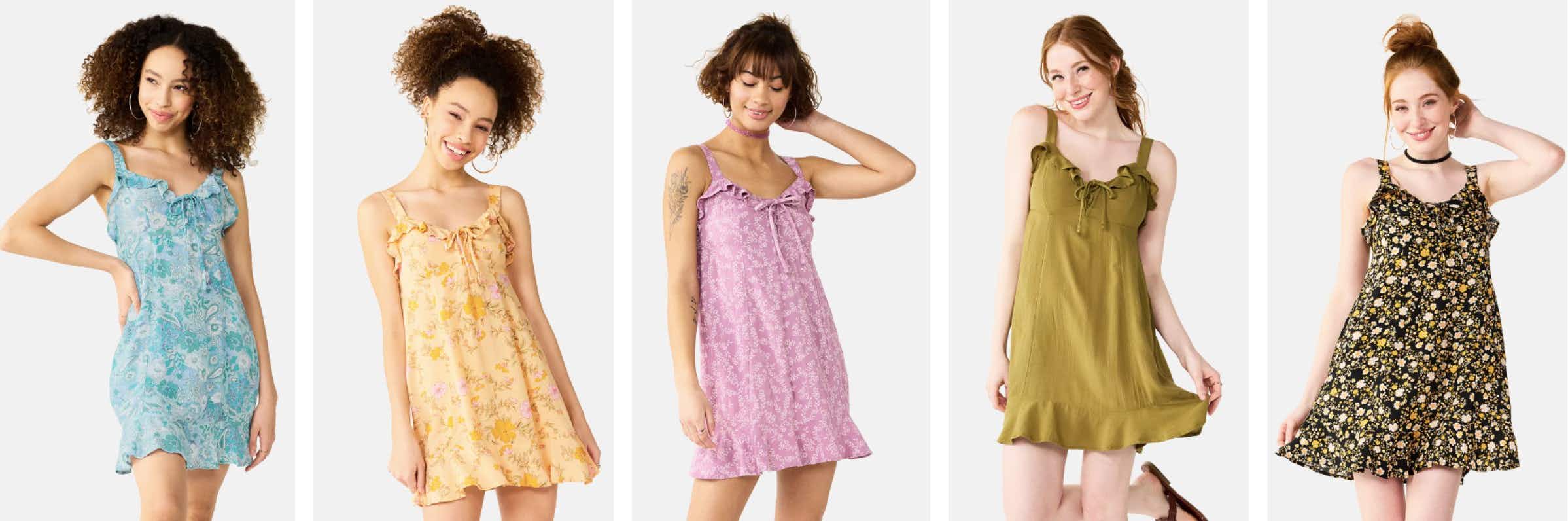 kohls Juniors' SO® Ruffled Front Lace Up Mini Dress stock image collage 2022