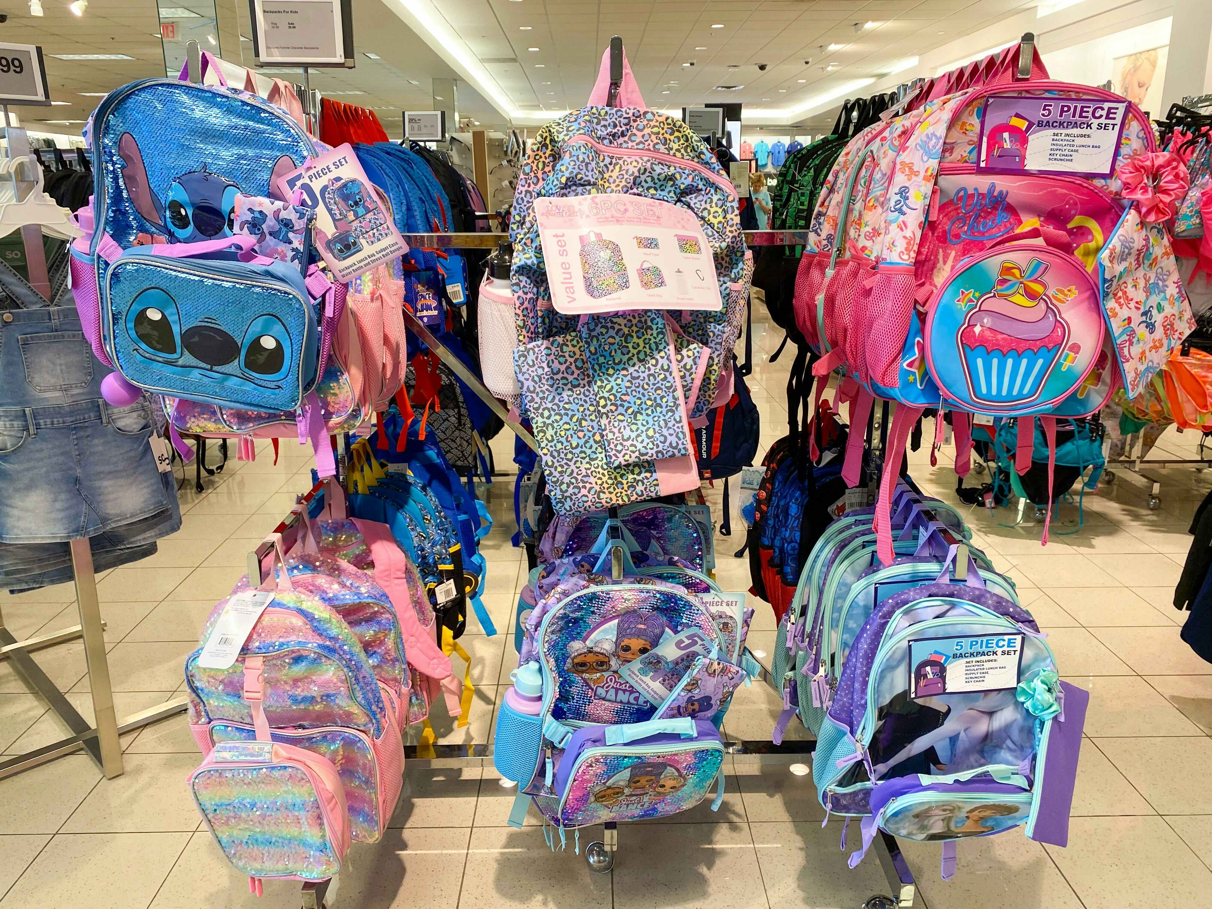kids character backpack sets