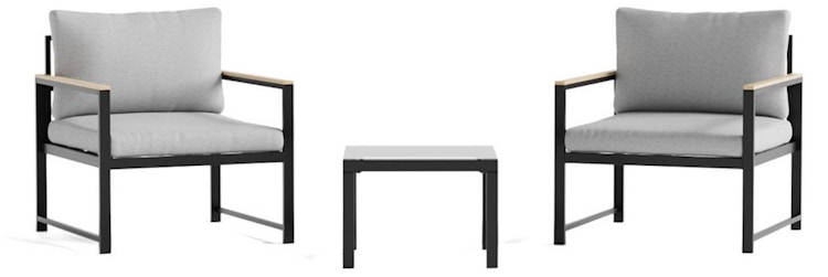 Lucid Dream Collection Outdoor Conversation Patio Arm Chair and End Table 3-Piece Set