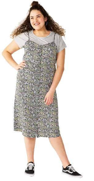 Plus Size Rewind Juniors' Midi Dress & Short Sleeve Tee Set