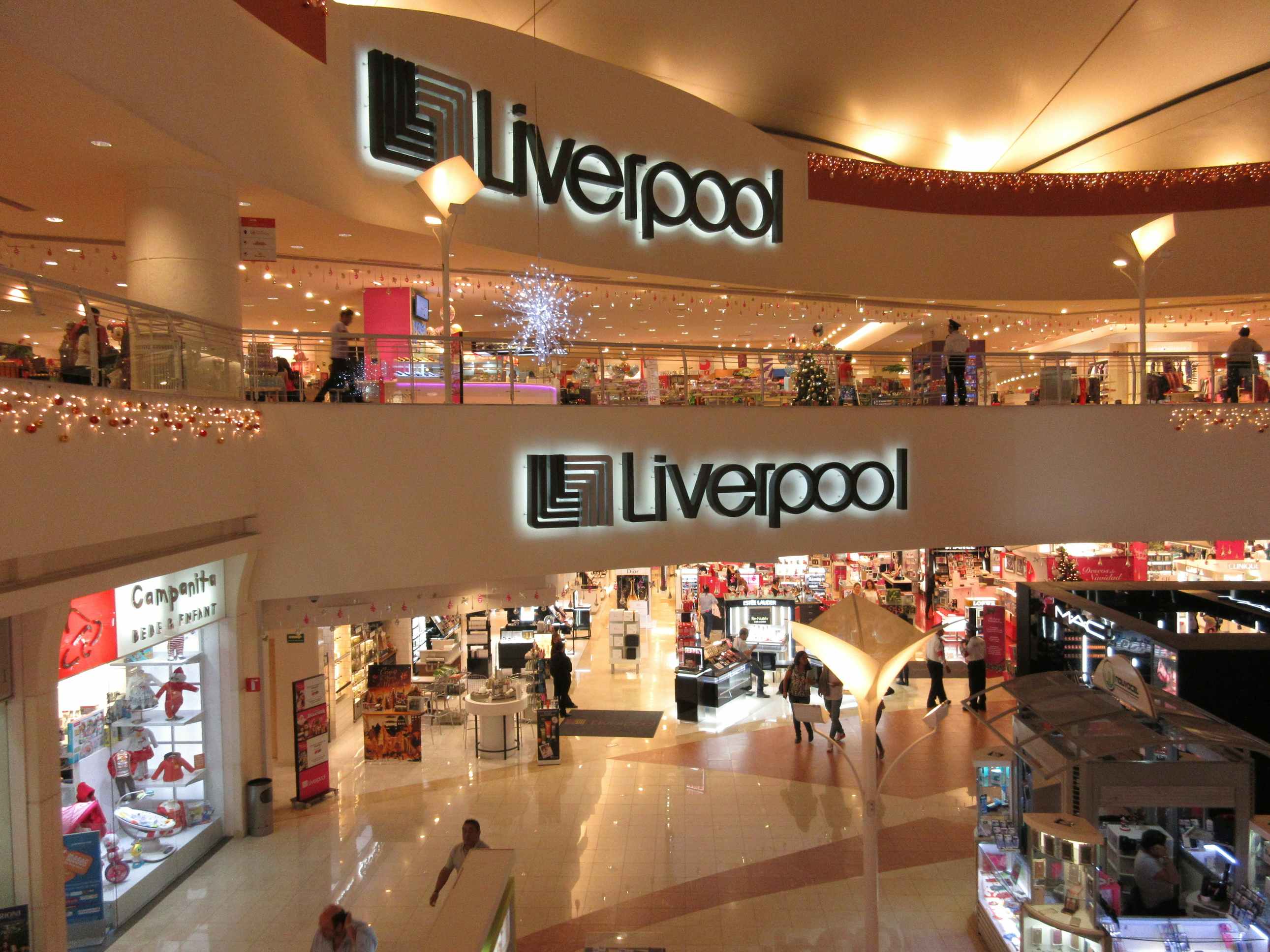 liverpool department store in a mexico mall during christmas time
