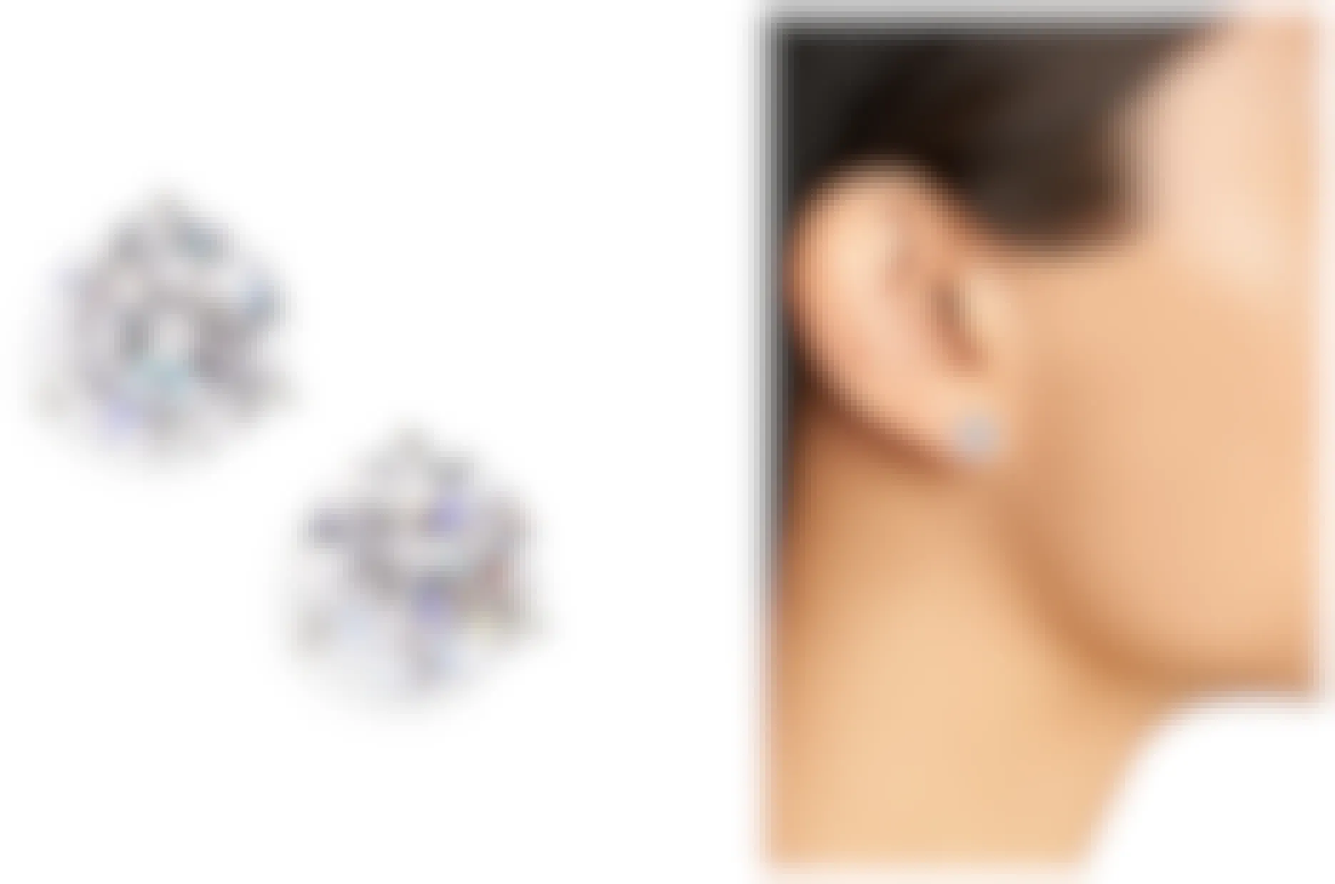 Cubic Zirconia Earrings close-up and on a Nordstrom model.