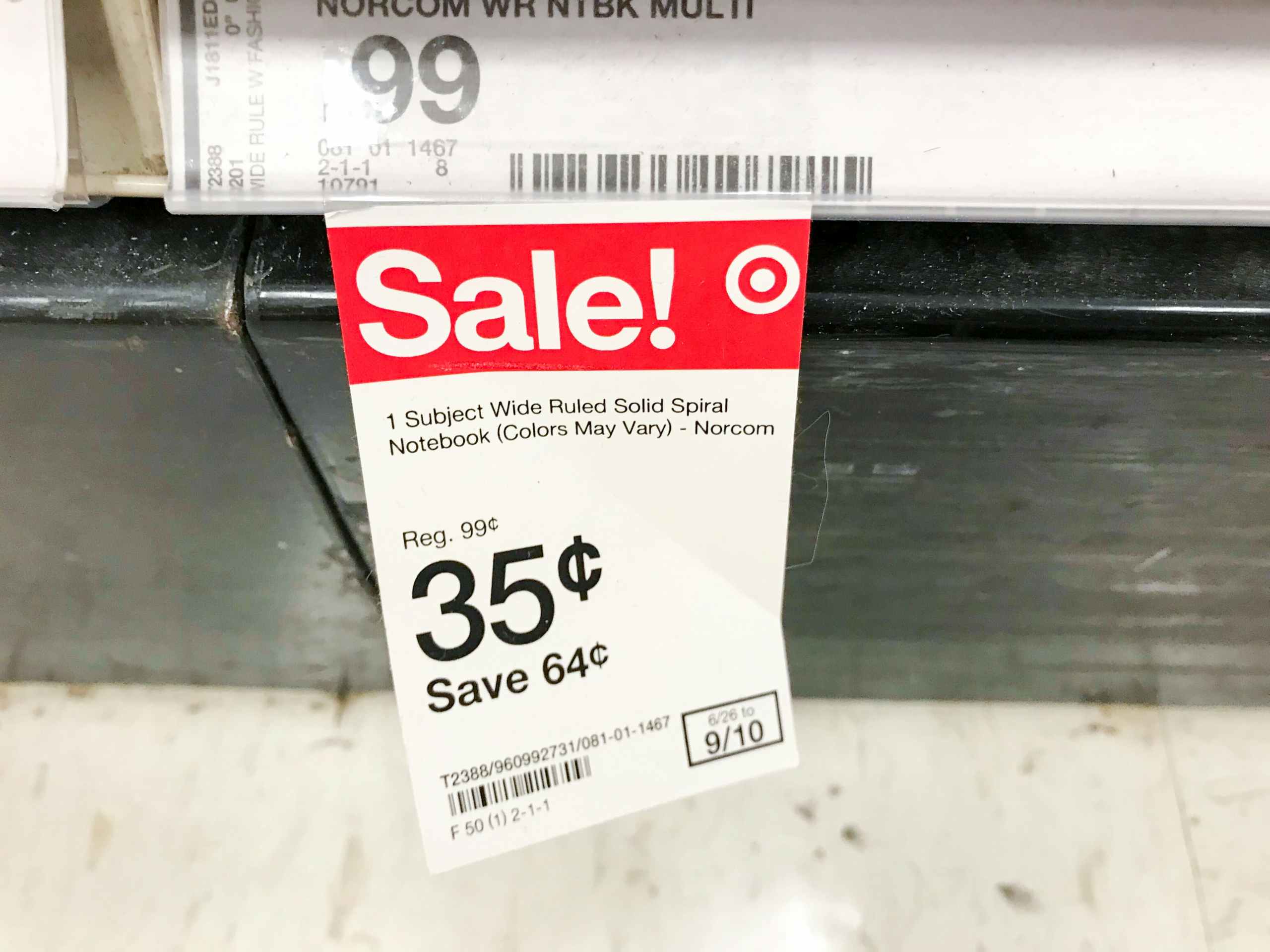 $0.35 sale sticker at Target on store shelf