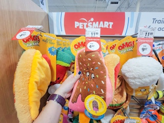 hand holding a popsicle dog toy