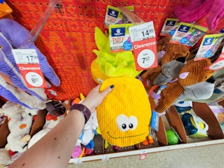 hand holding a pineapple dog toy