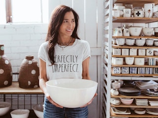 A photo of Rae Dunn in her studio.