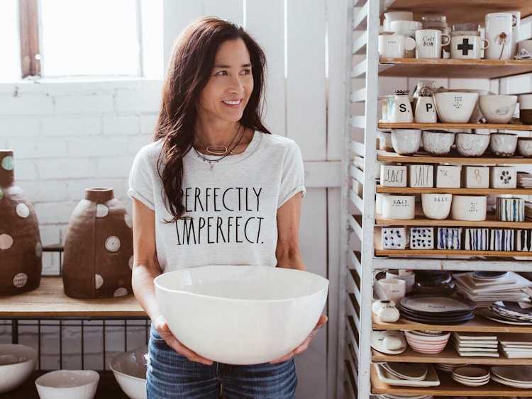 A photo of Rae Dunn in her studio.