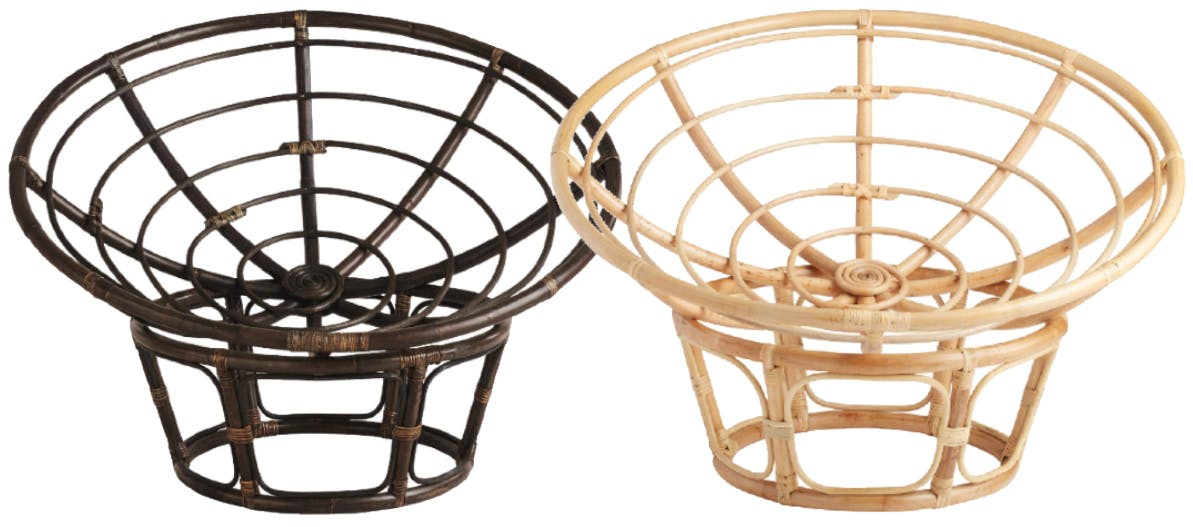 two colors of a rattan papasan chair frame