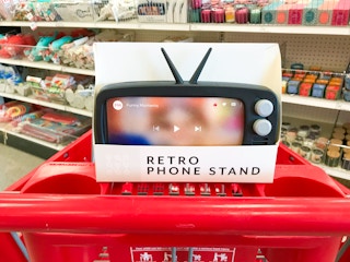 retro phone stand box in Target shopping cart