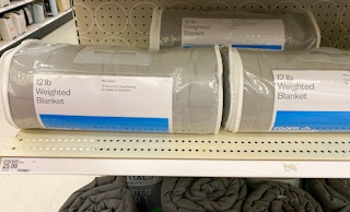 weighted blanket on store shelf