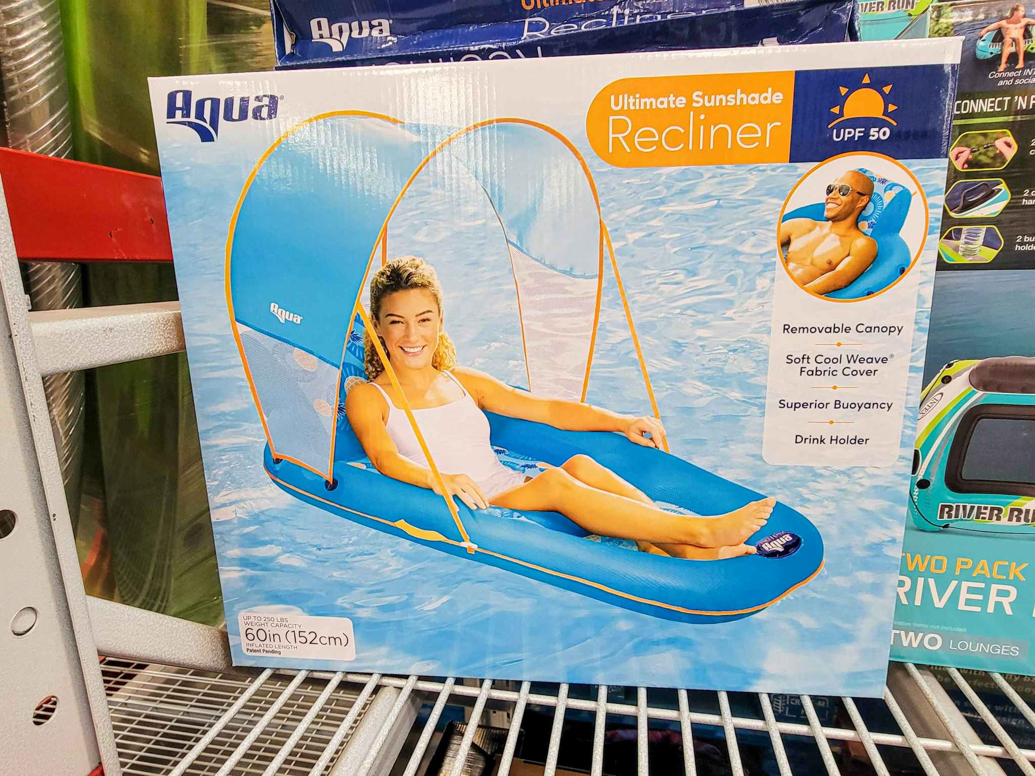 a recliner pool float on the shelf