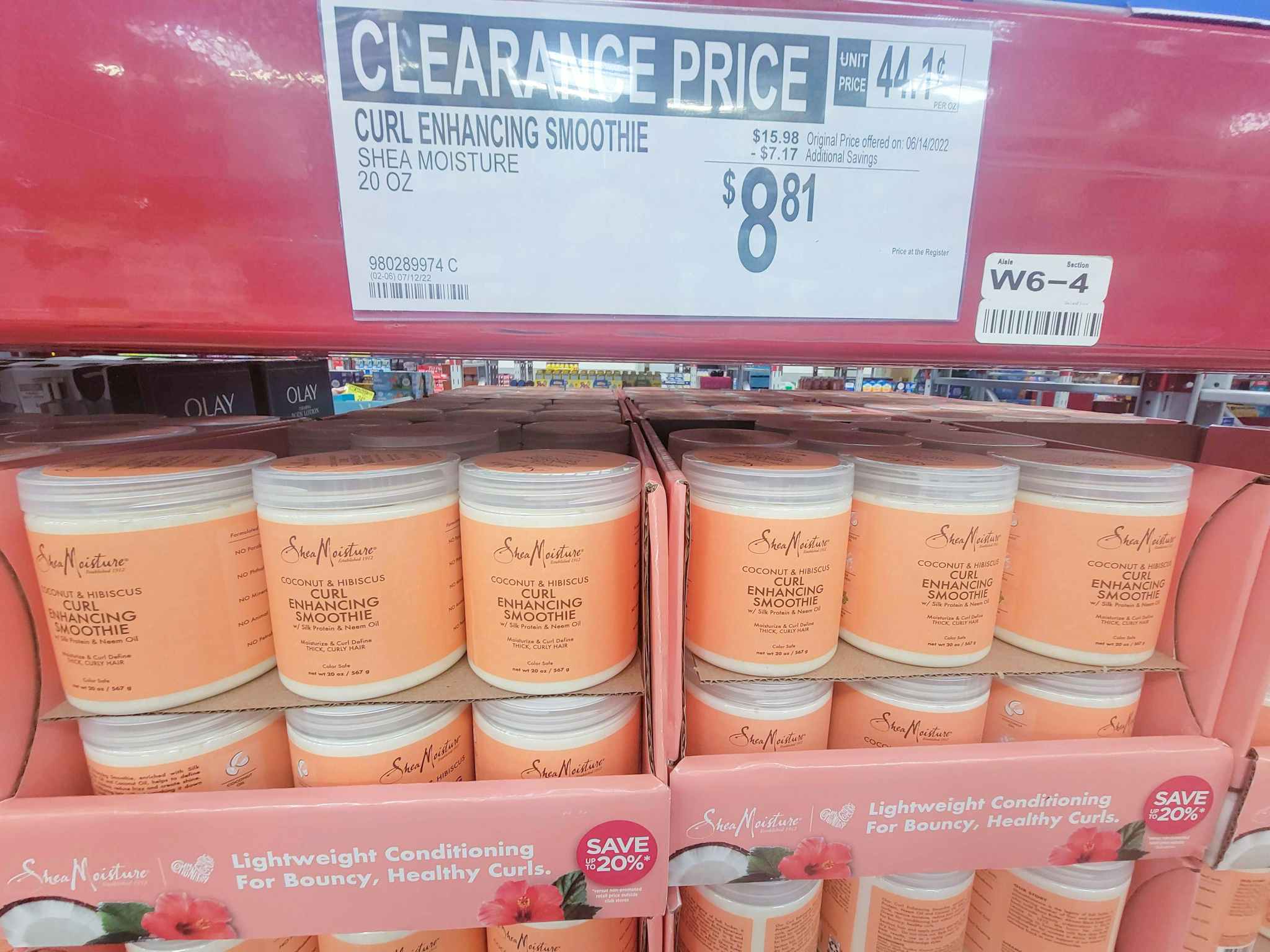 display of 20 oz bottles of shea moisture curl enhancing smoothie