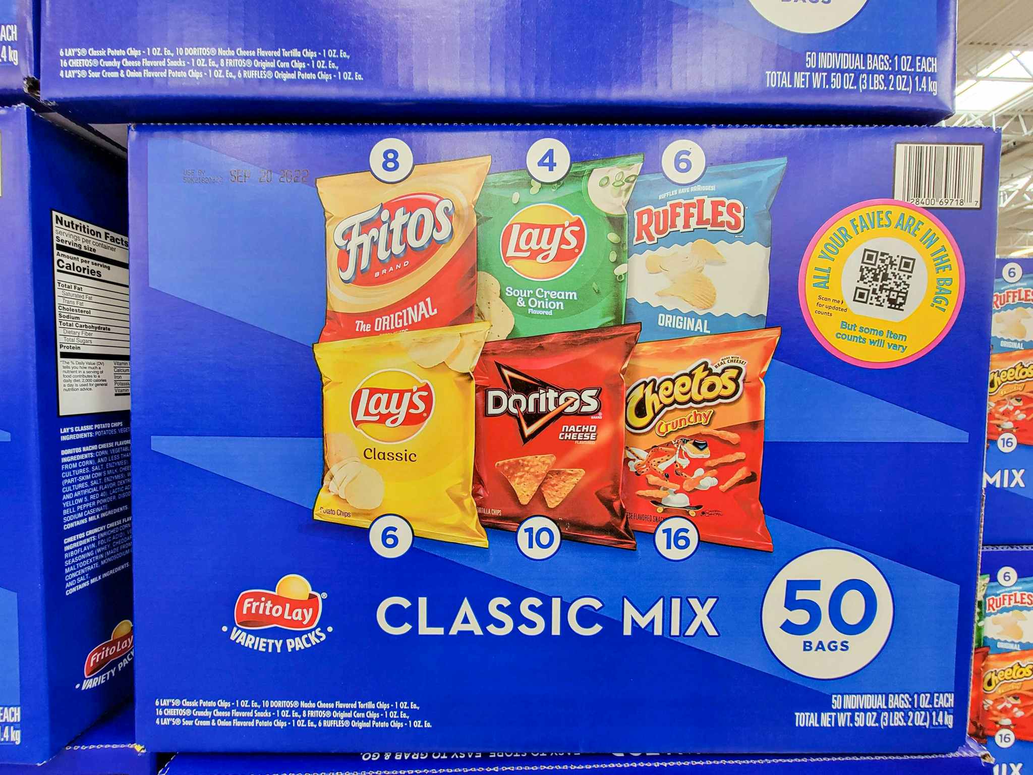 frito lay classic mix variety packs with 50 bags of chips