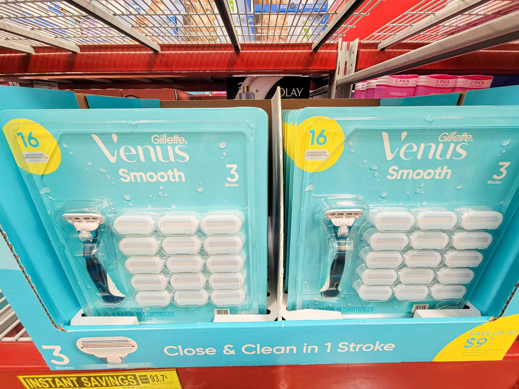 packages of gillette venus smooth razor blade 16 packs plus handle