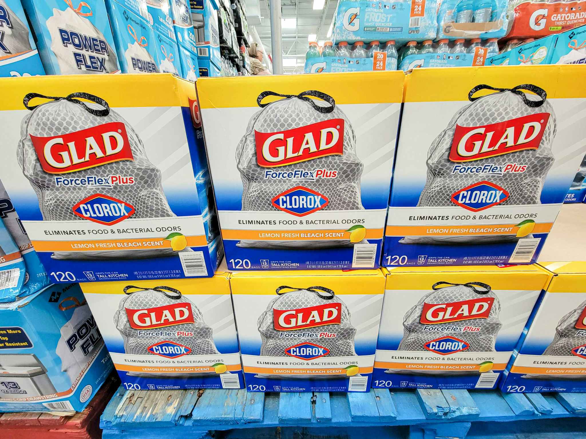 large boxes of glad trash bags