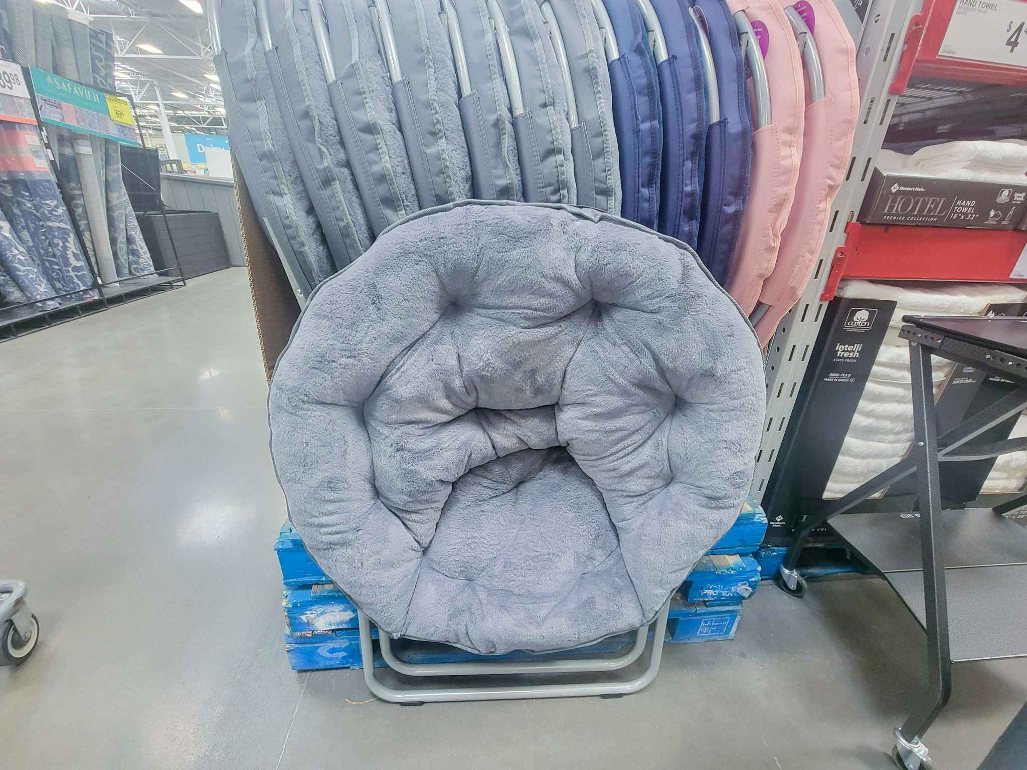 a grey saucer chair