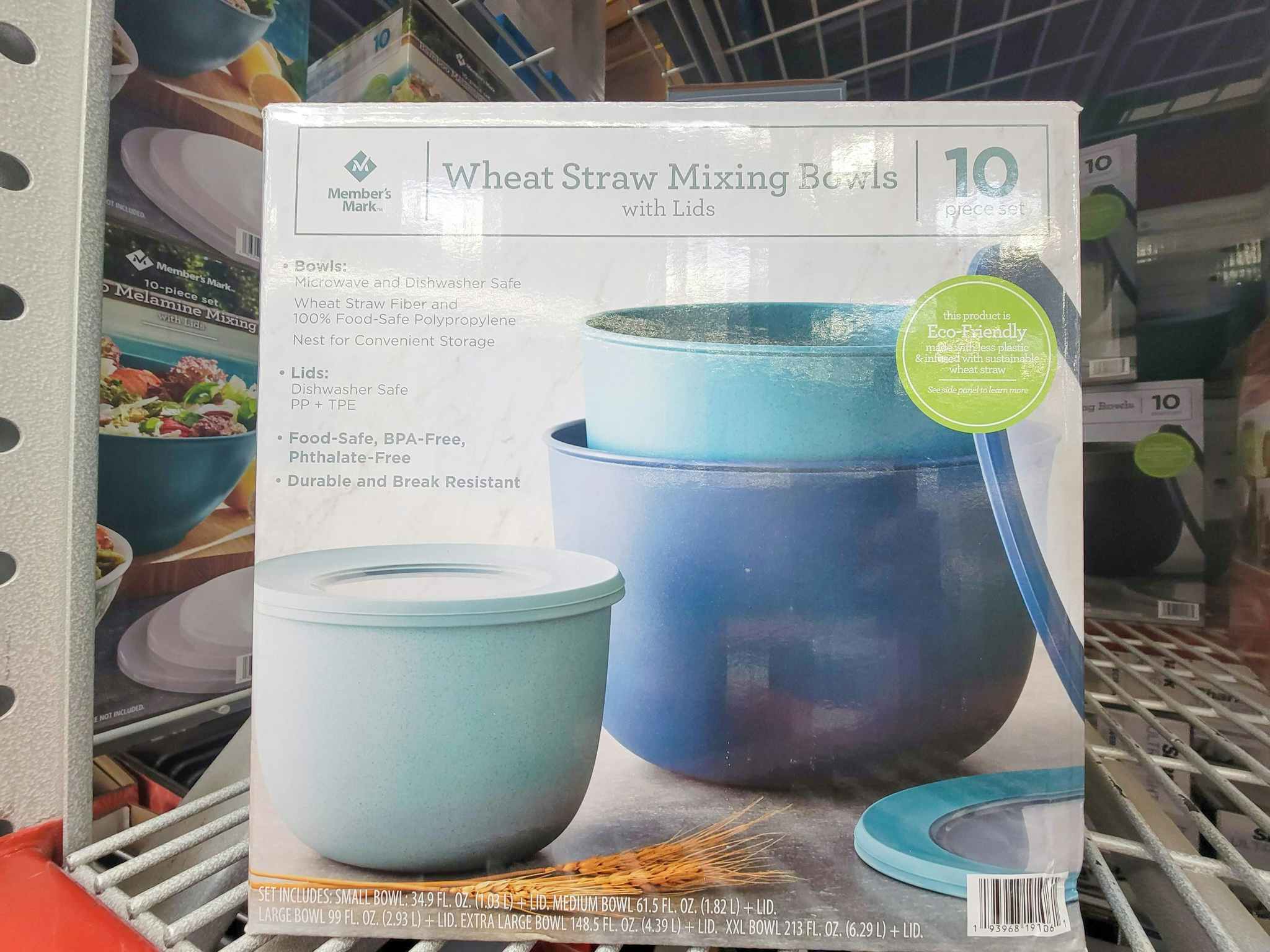 a blue mixing bowl set