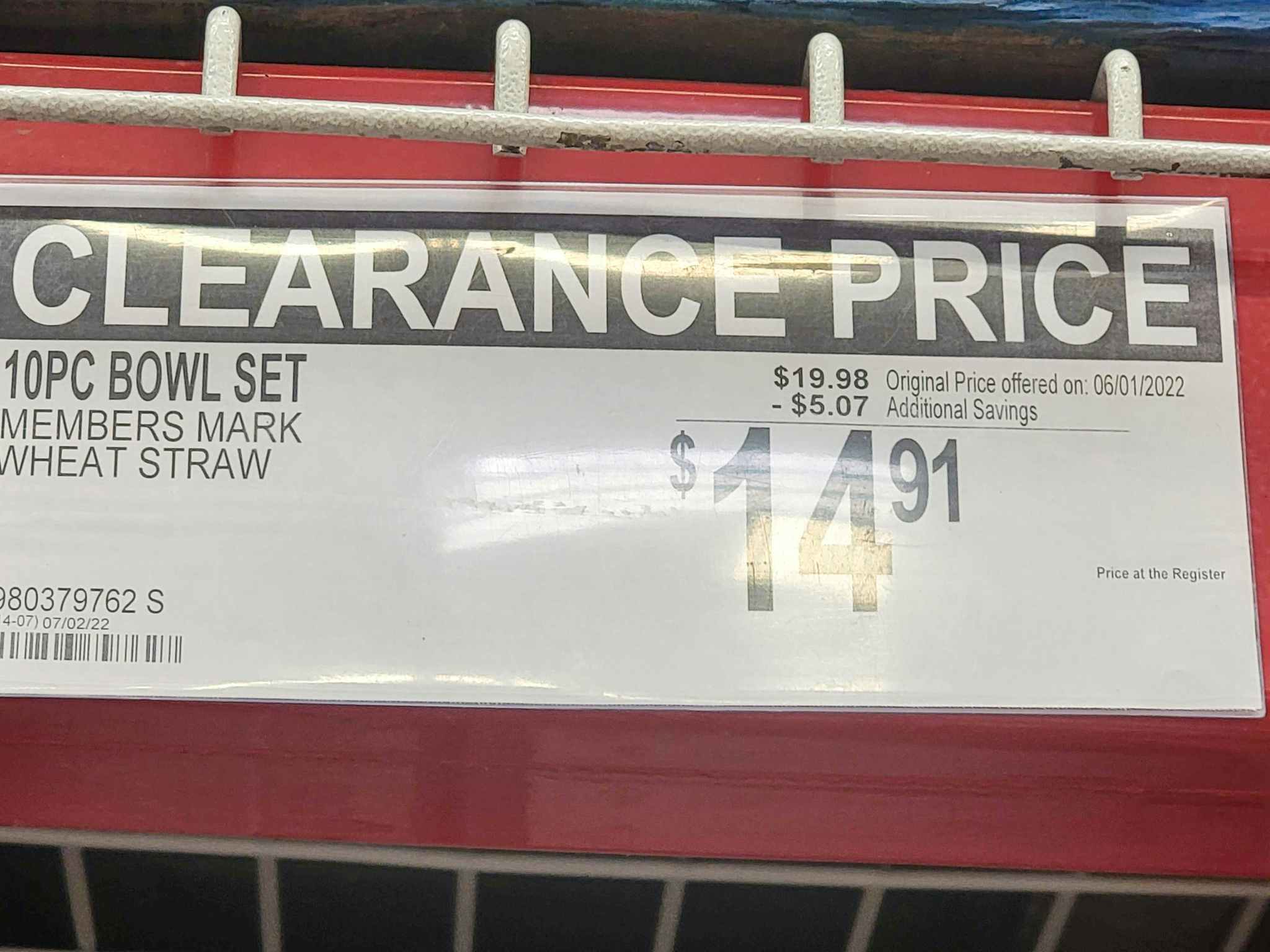 clearance tag for mixing bowls