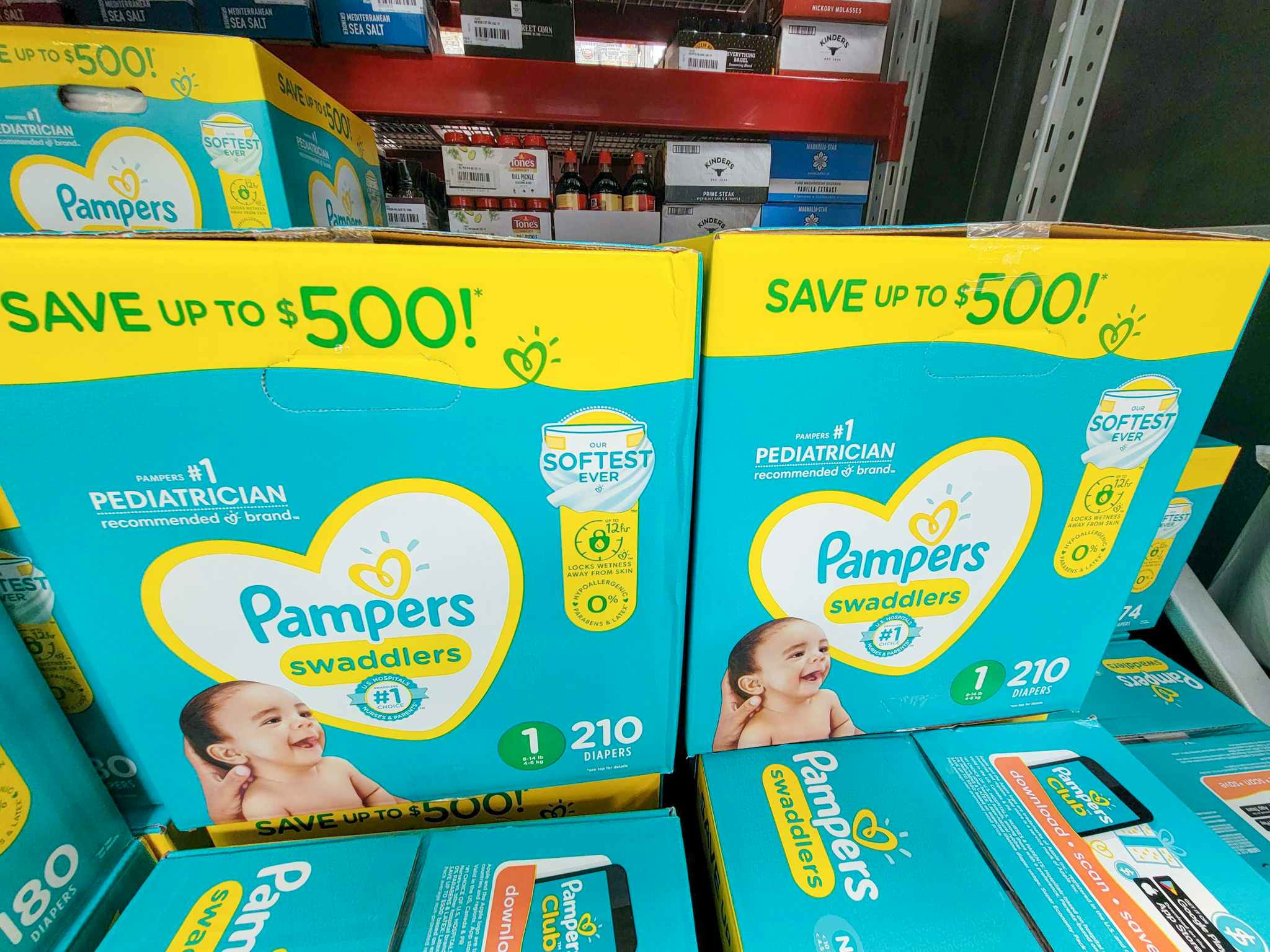 large boxes of pampers swaddlers