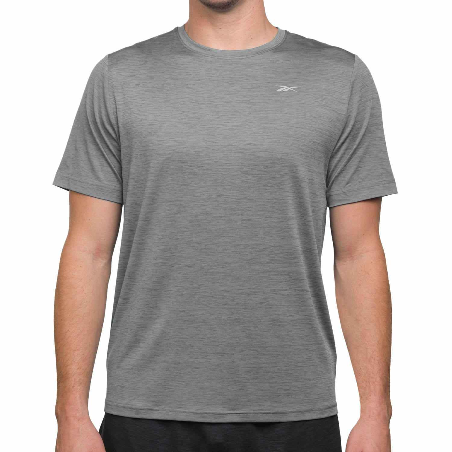 man wearing a grey active reebok tee