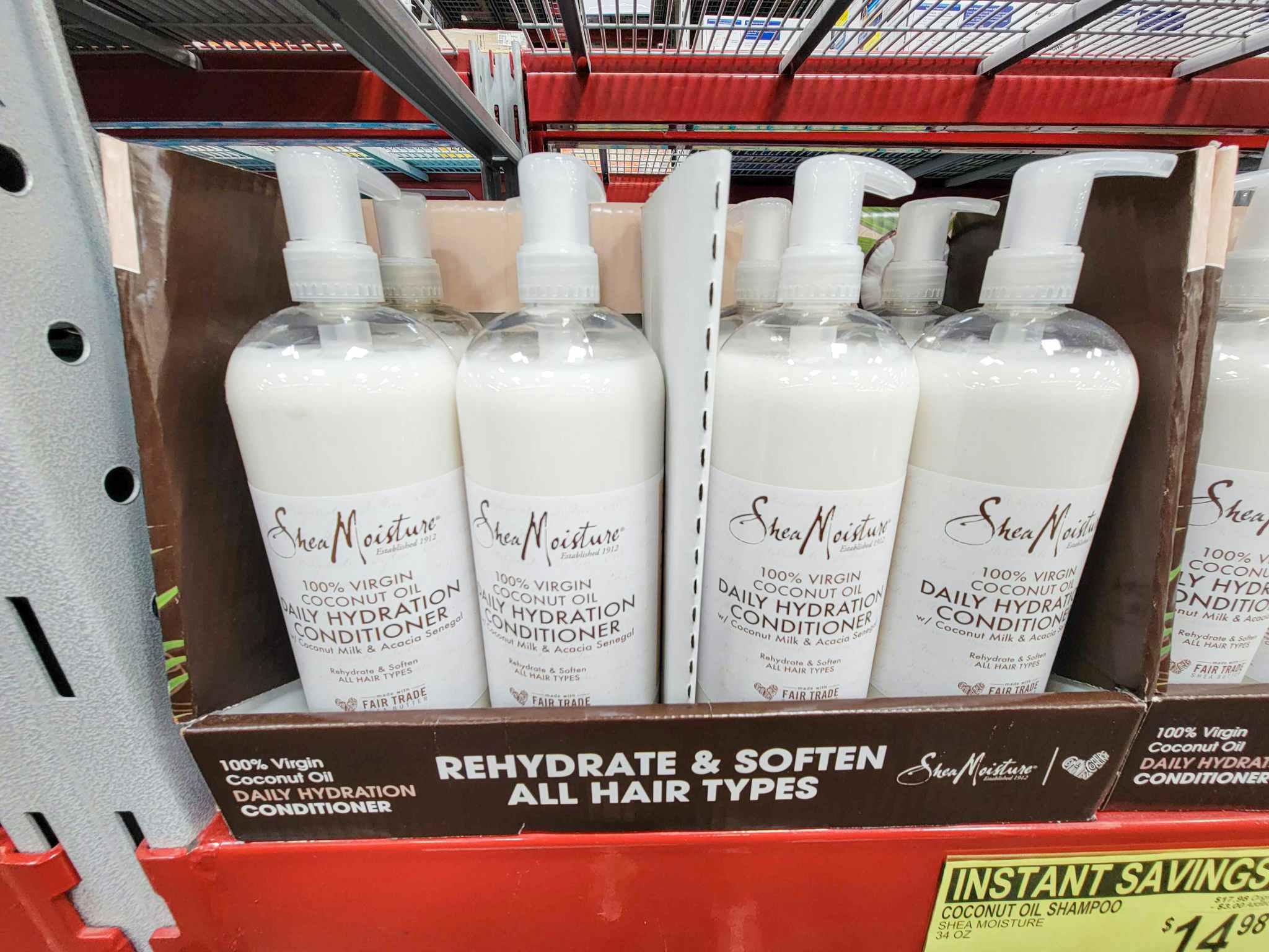 display of large bottles of shea moisture conditioner