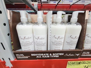display of large bottles of shea moisture conditioner