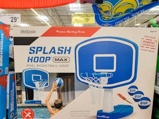 a pool side basketball hoop