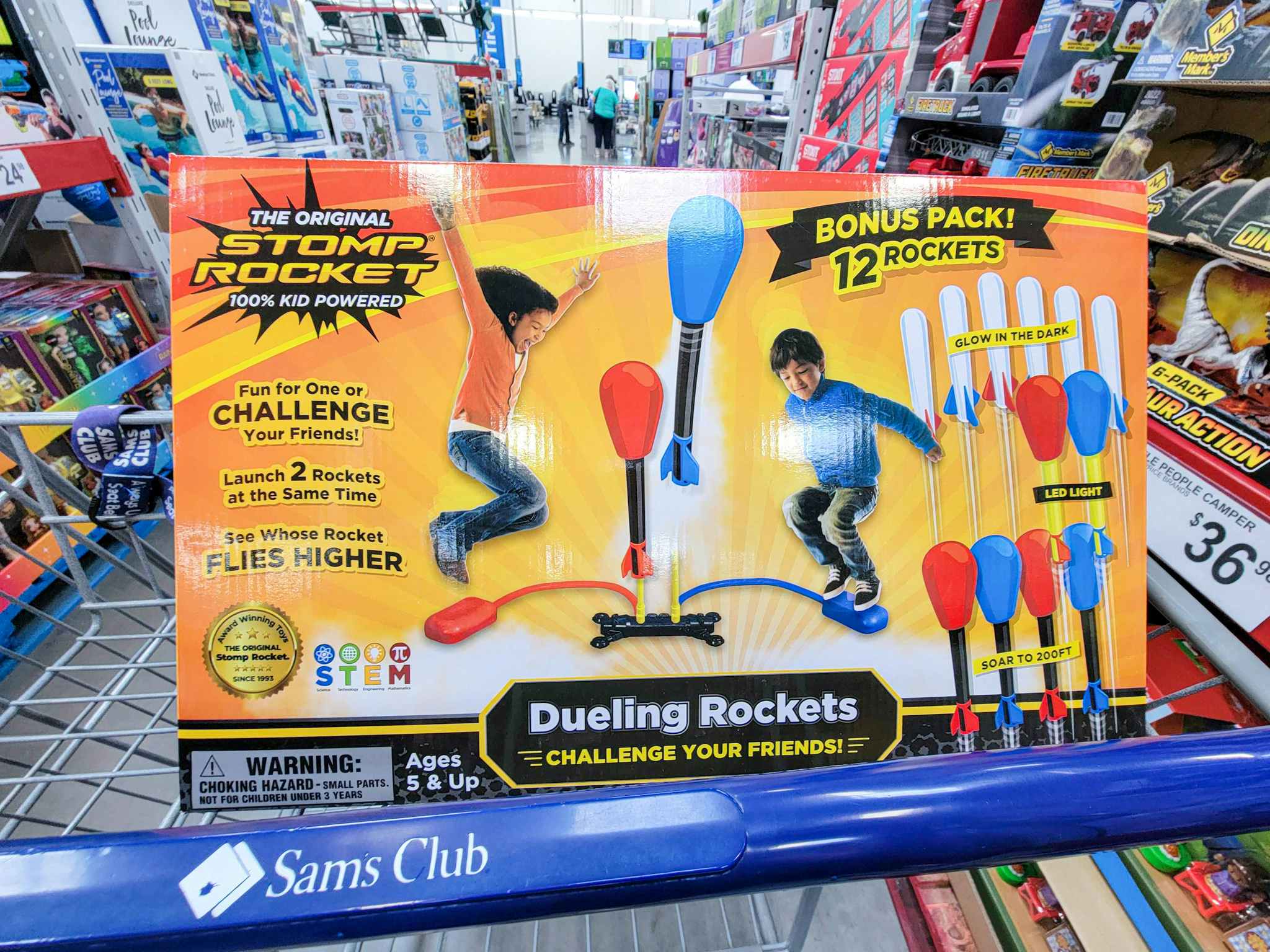 stomp rocket set in a cart