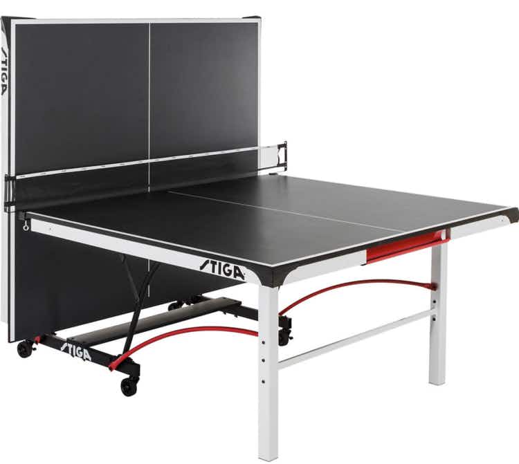 a table tennis table with one side up