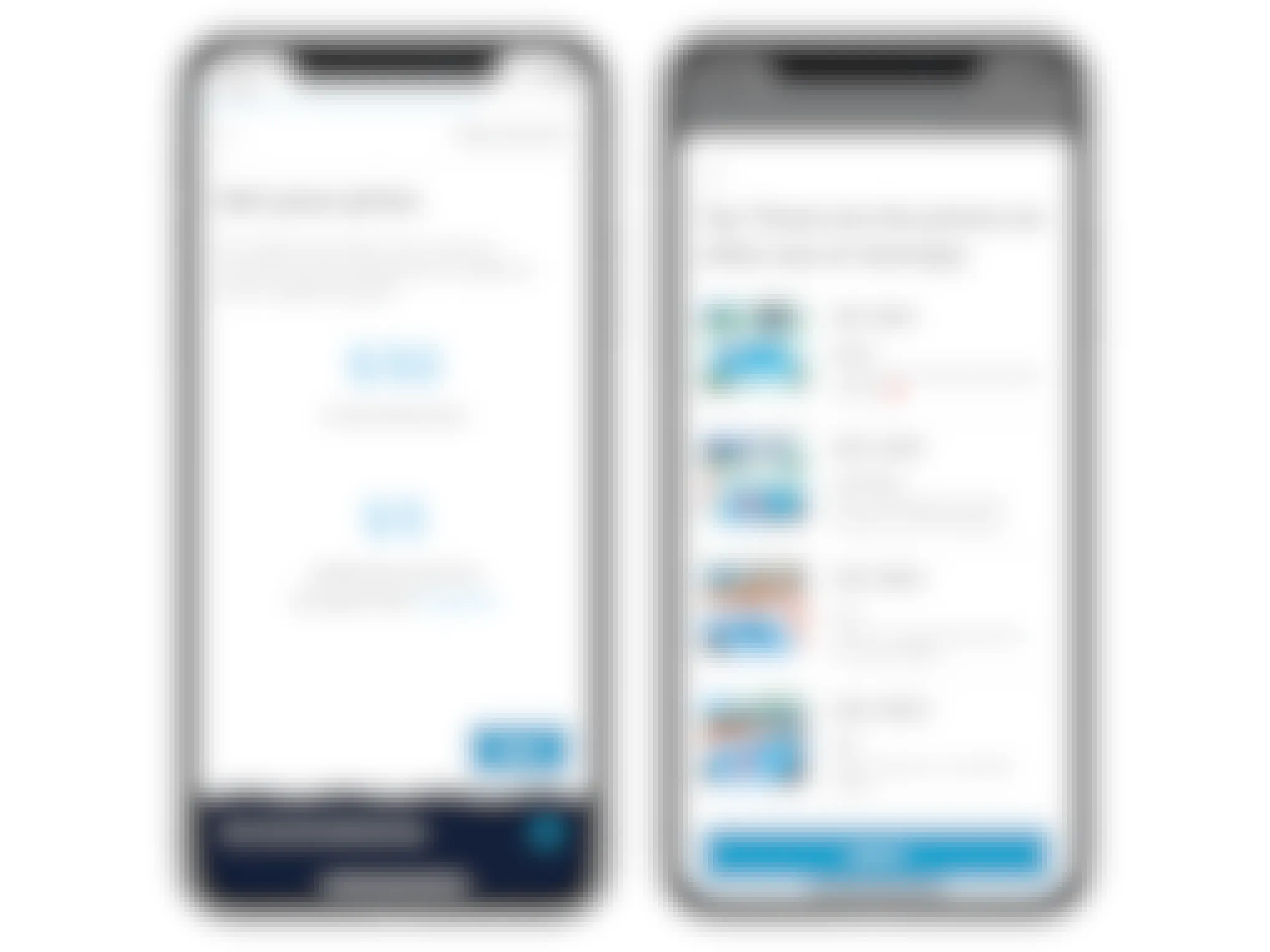 A graphic of two iPhones, one displaying the Swimply app's page for pricing pool rentals, and the other showing a page with the average prices.