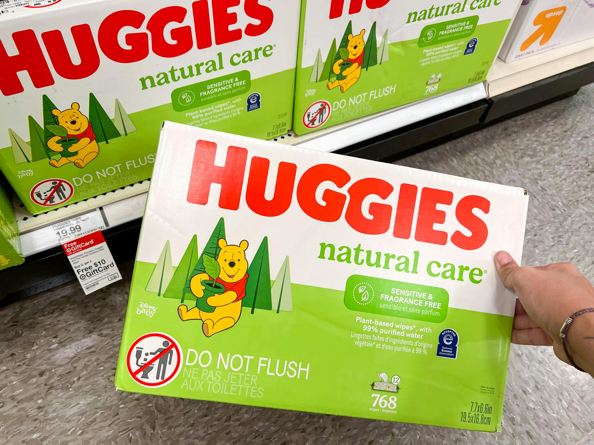 Huggies Natural Sensitive Care Fragrance Free Wipes featured on Target shelf