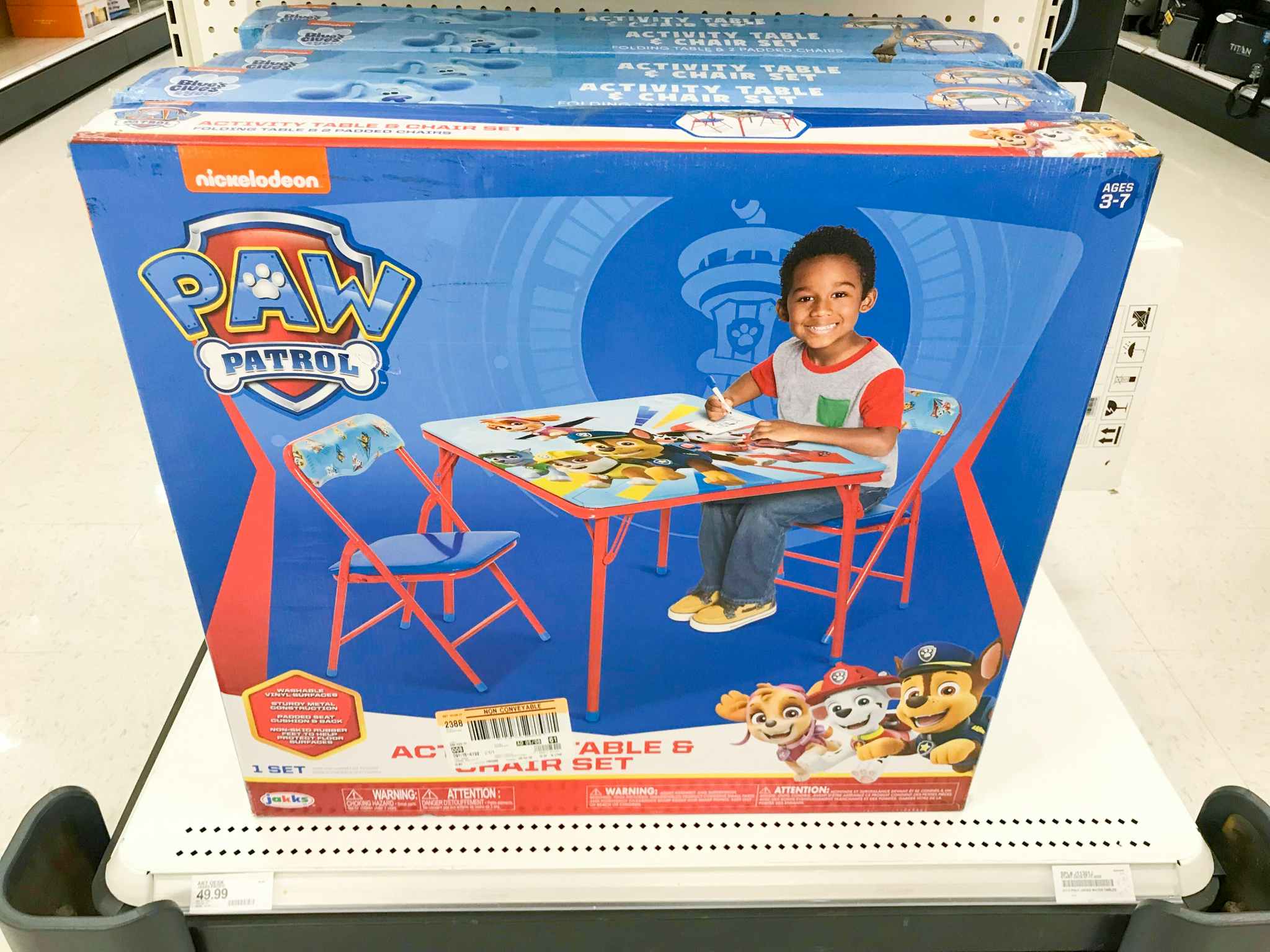 paw patrol table and chairs set on shelf at target