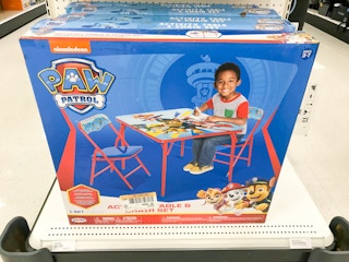 paw patrol table and chairs set on shelf at target