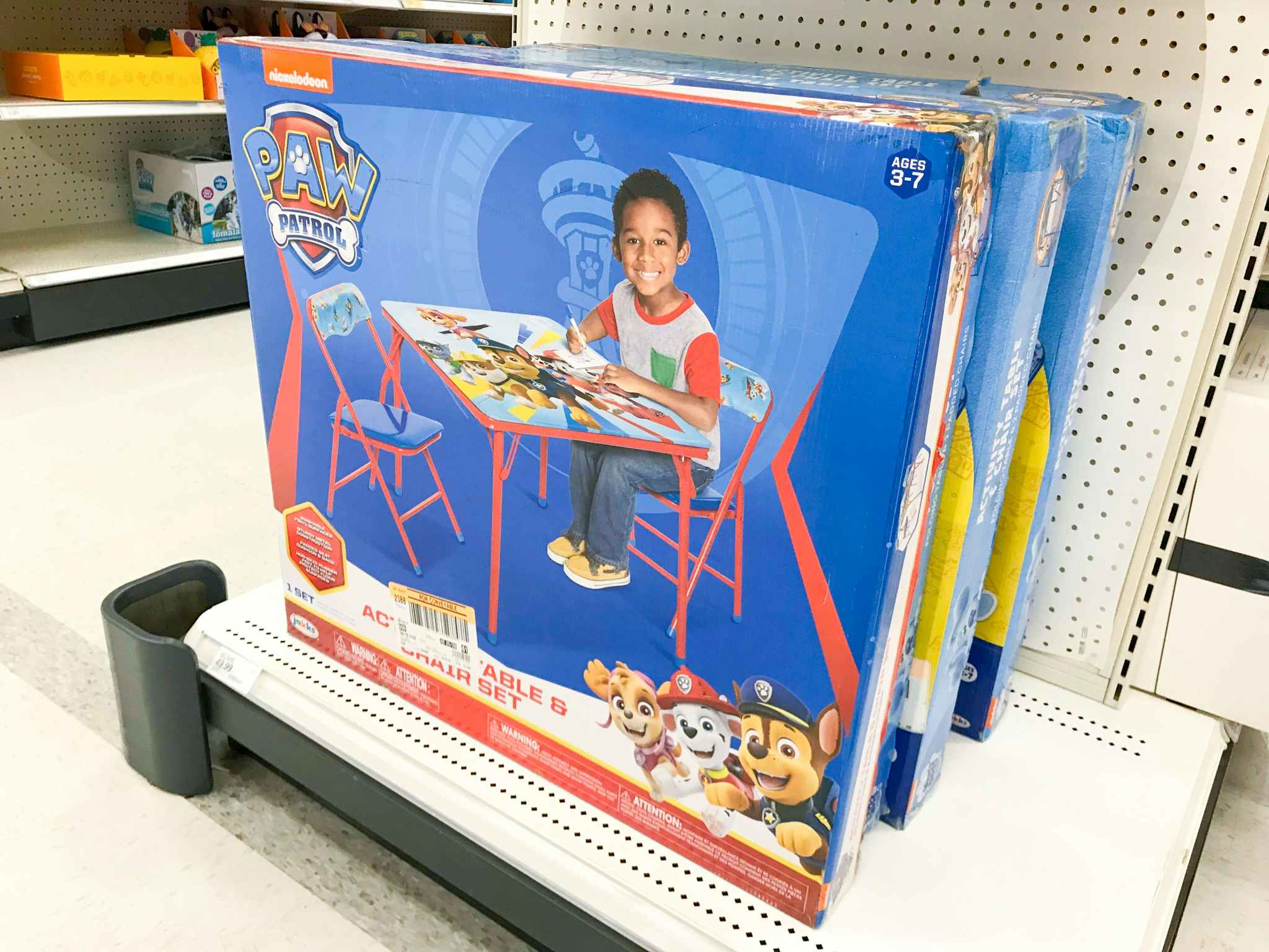 paw patrol table and chairs set on shelf at target