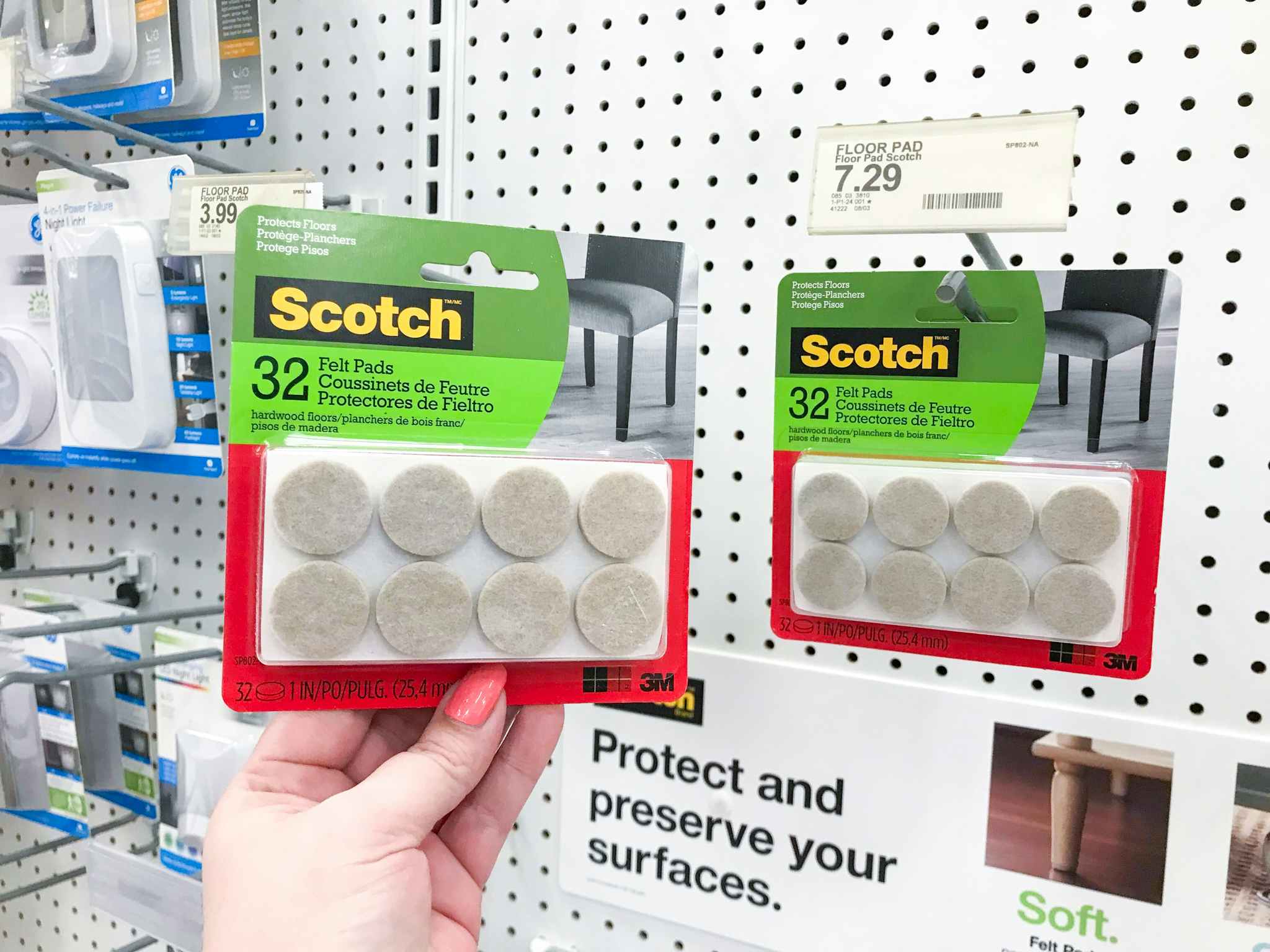 hand holding scotch felt pads at target