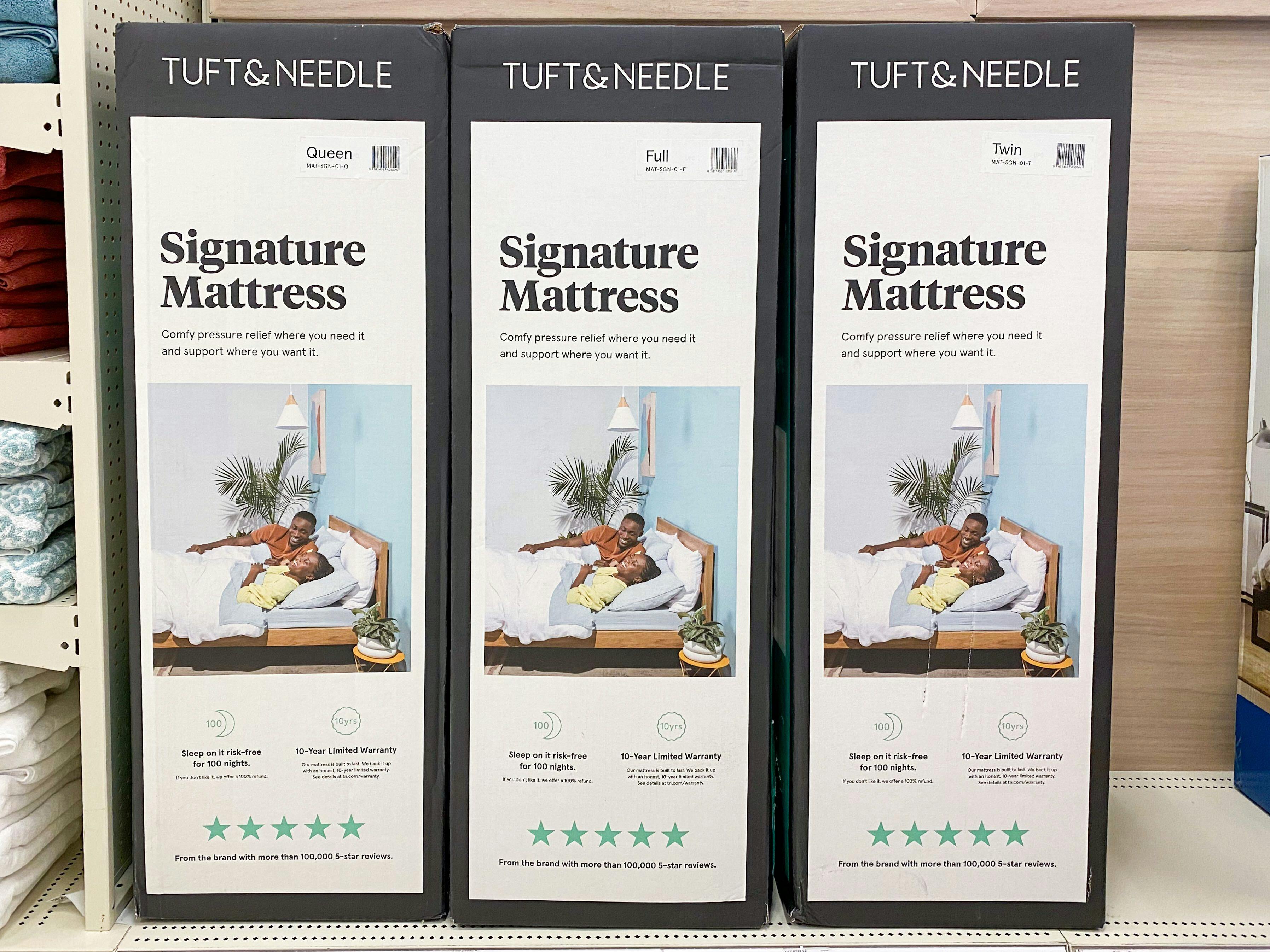 tuft and needle signature mattress boxes in store