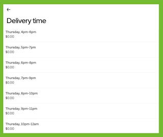 a screenshot from the uber eats app showing delivery times for uber grocery