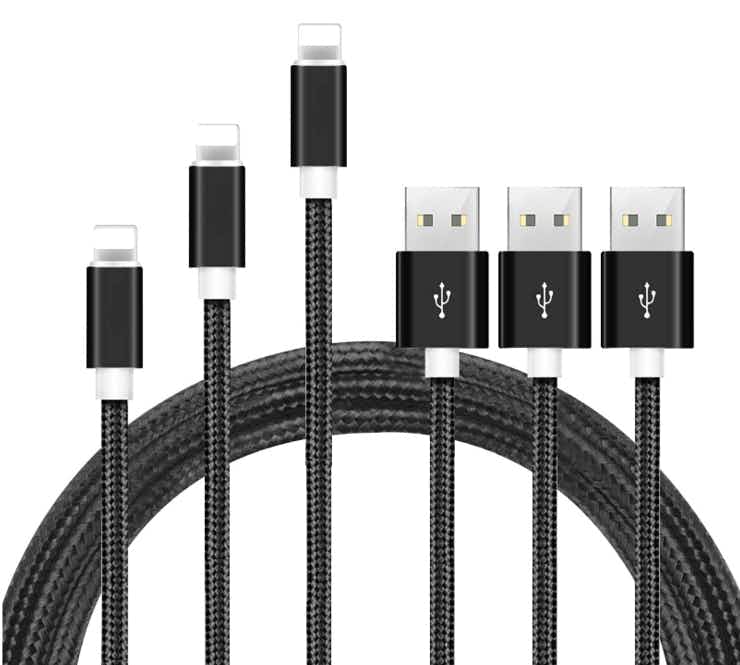 3-, 6-, & 10-Foot Braided MFi Lightning Cables for Apple (3-Pack)