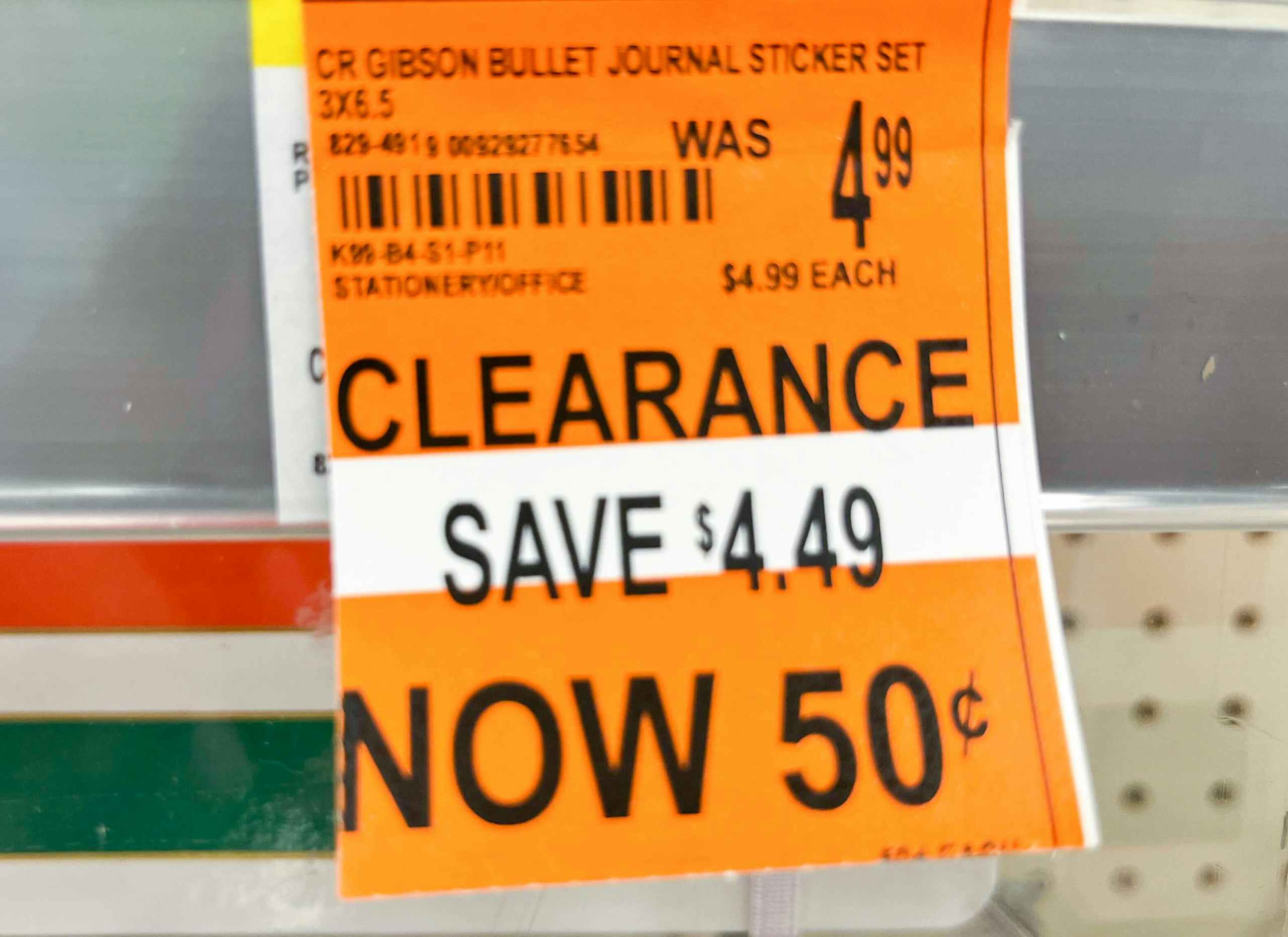 orange clearance tag for CR Gibson Bullet Journal