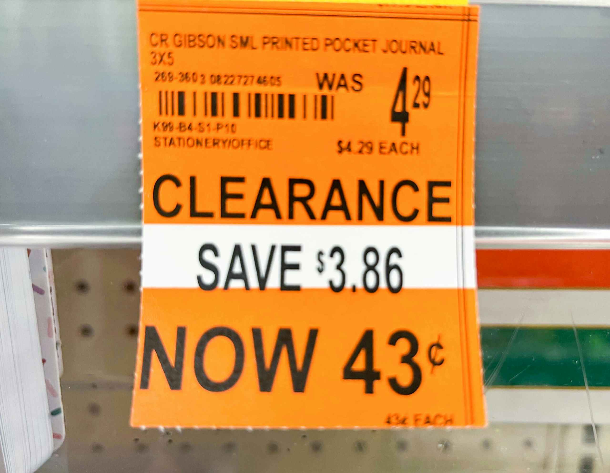 orange clearance tag for CR Gibson Printed Pocket Journal