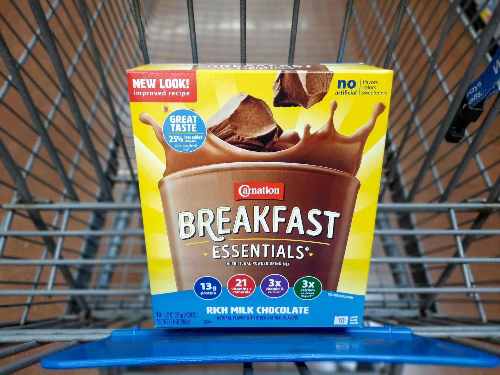 Carnation Breakfast Essentials in Walmart shopping cart