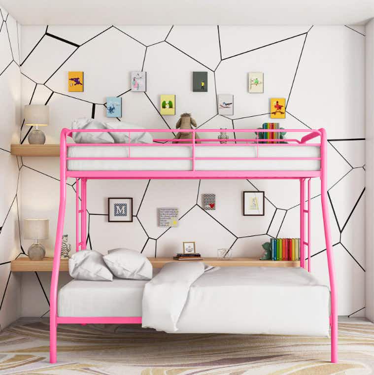 dhp metal bunk bed in pink