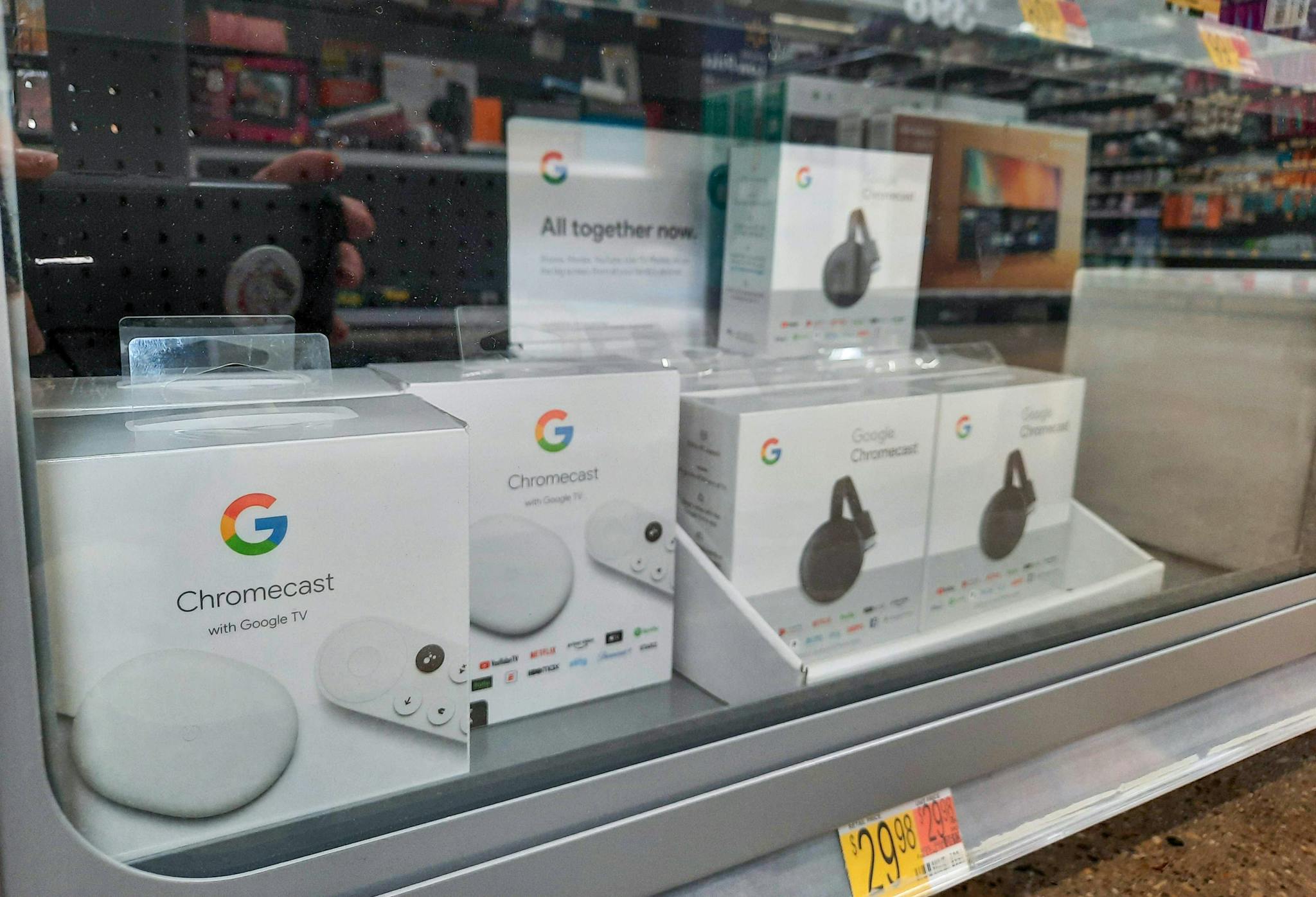 Google Chromecast with Google TV on display at Walmart