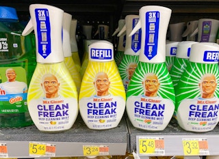 Mr Clean Clean Freak Deep Cleaning Mist Products on display at Walmart