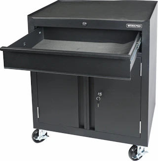 workpro heavy duty 2-shelf garage storage cabinet